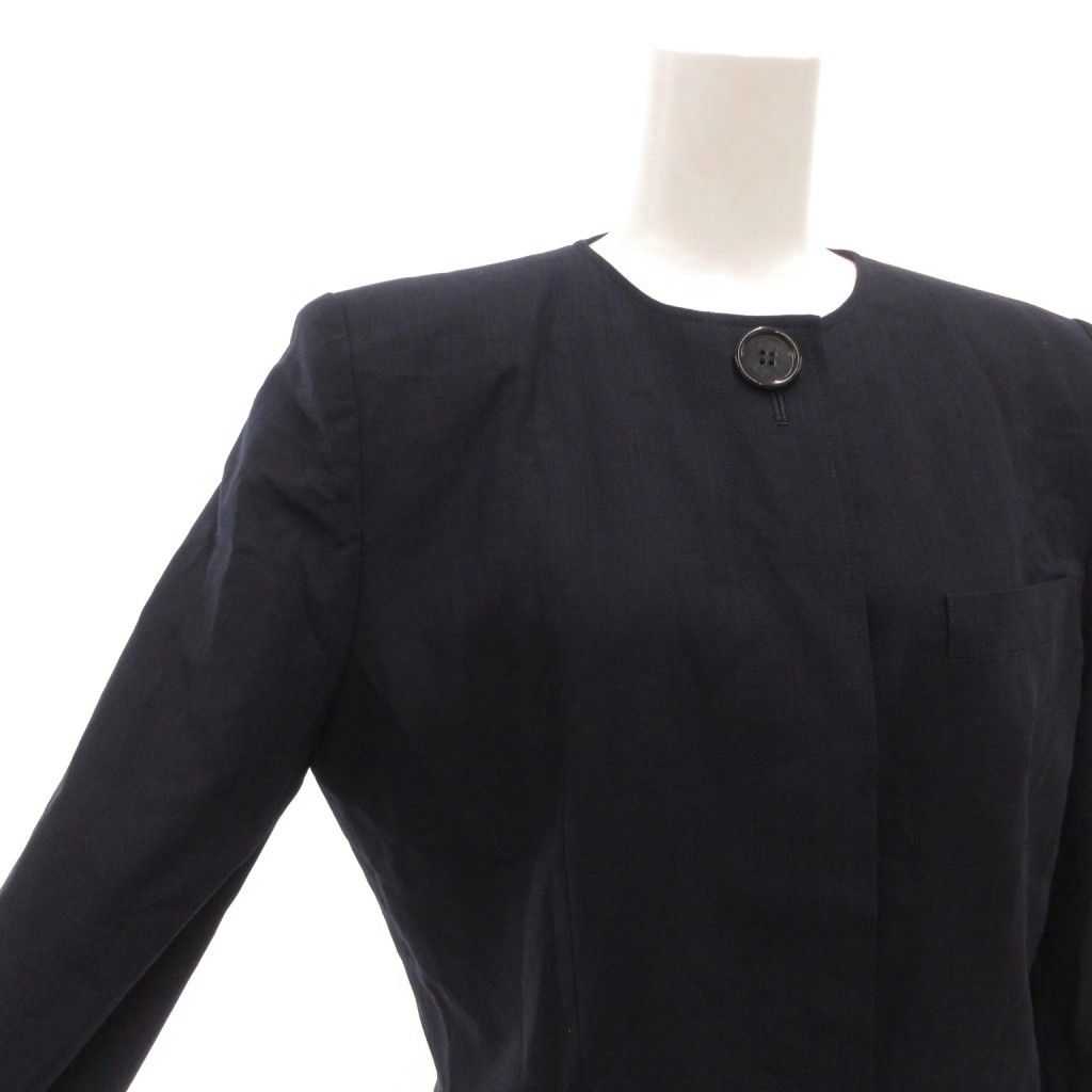 Dior Set Collarless Jacket Pencil Skirt Knee-Length Wool Gold Navy S — view 4