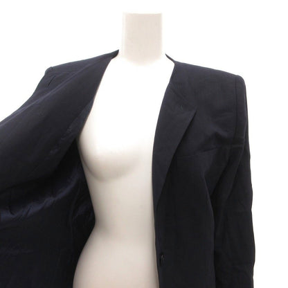 Dior Set Collarless Jacket Pencil Skirt Knee-Length Wool Gold Navy S — view 5