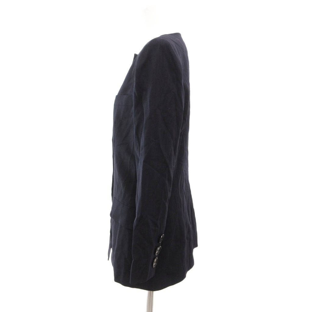 Dior Set Collarless Jacket Pencil Skirt Knee-Length Wool Gold Navy S — view 3