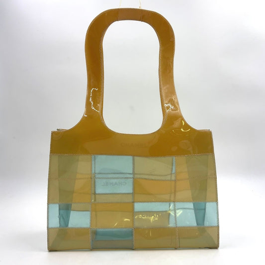 Chanel Patchwork Vinyl Yellow Light Blue Tote Bag