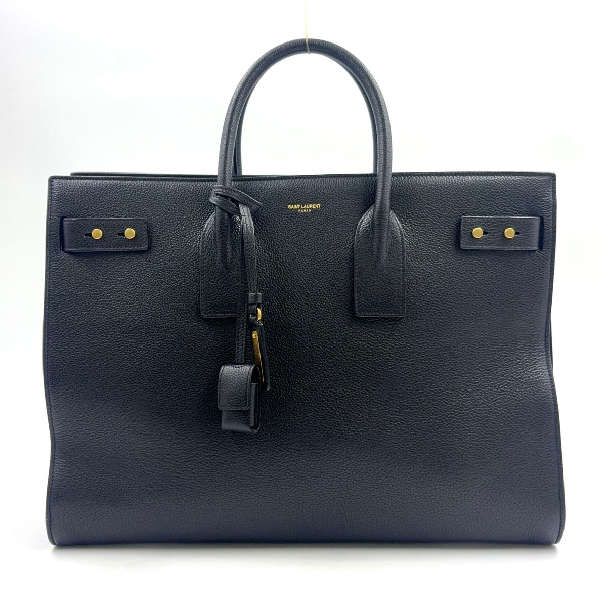 Saint Laurent Paris Sac de Jour Business Gray Leather Black Tote Bag Gold
