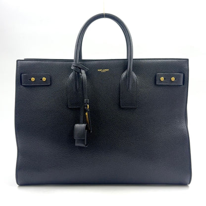 Saint Laurent Paris Sac de Jour Business Gray Leather Black Tote Bag Gold