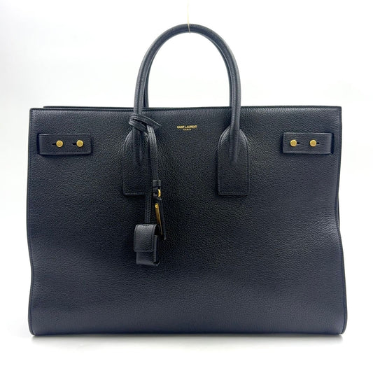 Saint Laurent Paris Sac de Jour Business Gray Leather Black Tote Bag Gold
