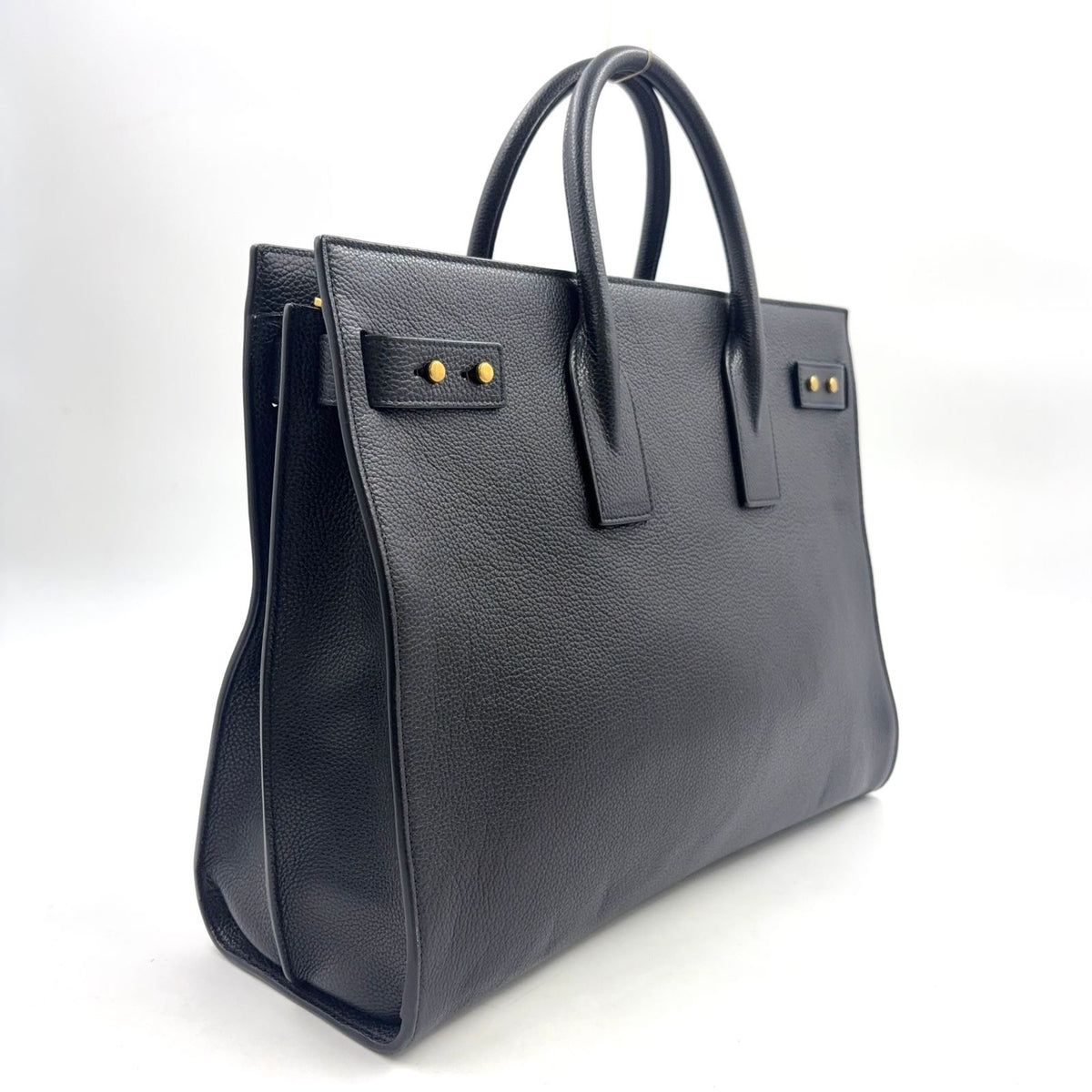 Saint Laurent Paris Sac de Jour Business Gray Leather Black Tote Bag Gold — view 2