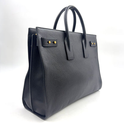 Saint Laurent Paris Sac de Jour Business Gray Leather Black Tote Bag Gold — view 2