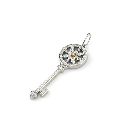 Tiffany & Co Daisy Key Platinum Yellow Gold Pendant 750 Diamond — view 3