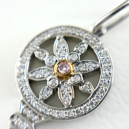 Tiffany & Co Daisy Key Platinum Yellow Gold Pendant 750 Diamond — view 2