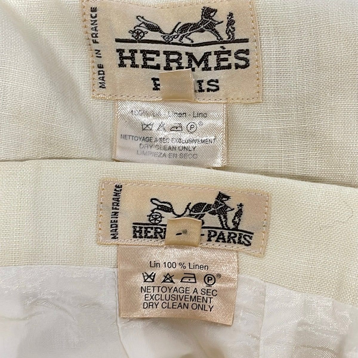 Hermes Skirt Suit Ivory Linen — view 4