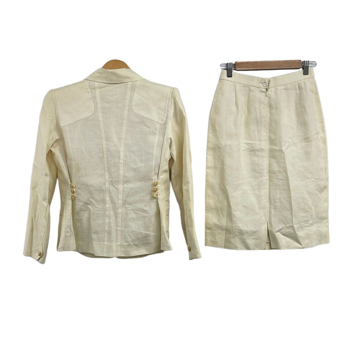 Hermes Skirt Suit Ivory Linen — view 2