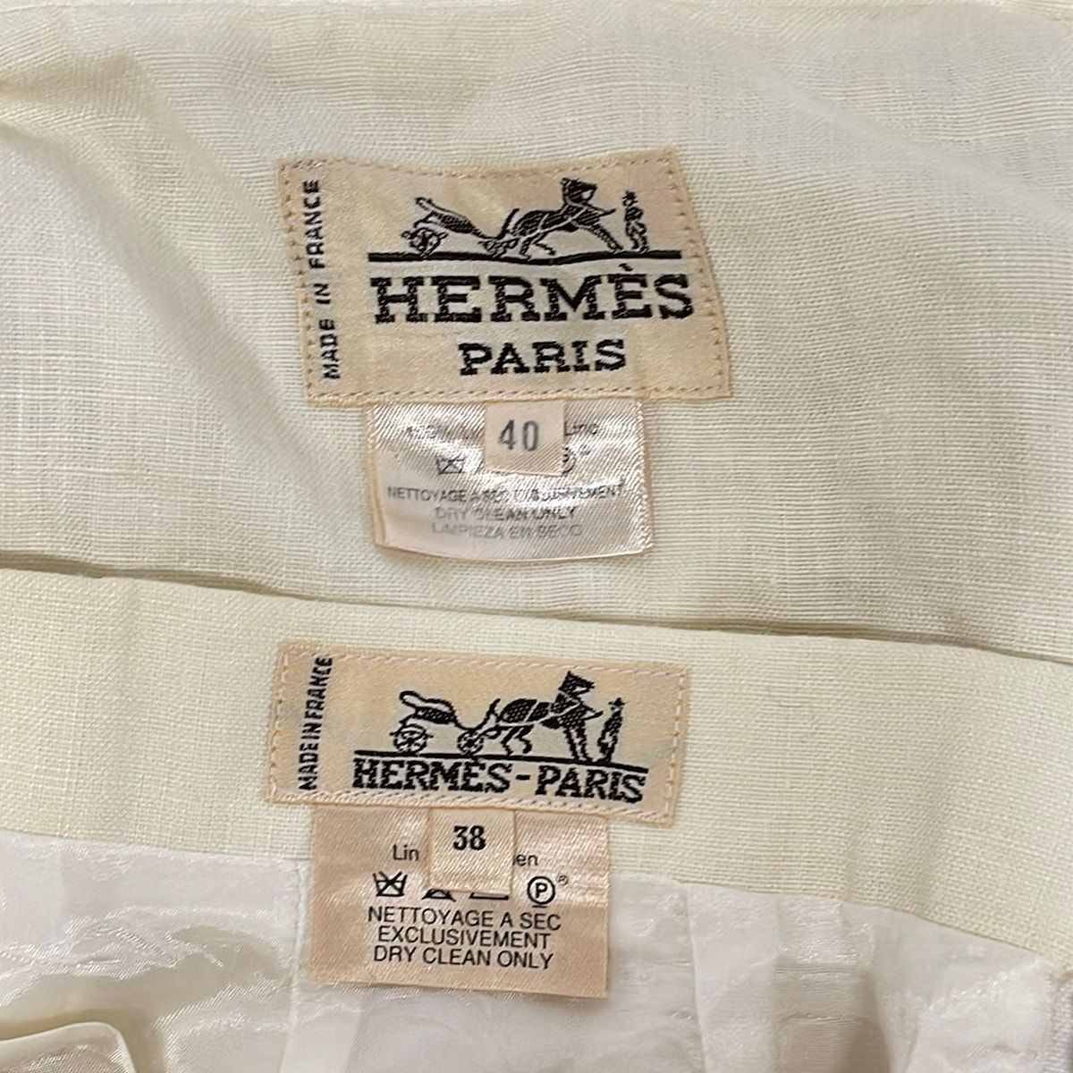 Hermes Skirt Suit Ivory Linen — view 3