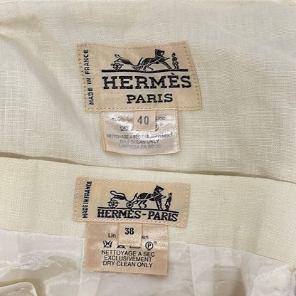 Hermes Skirt Suit Ivory Linen — view 3