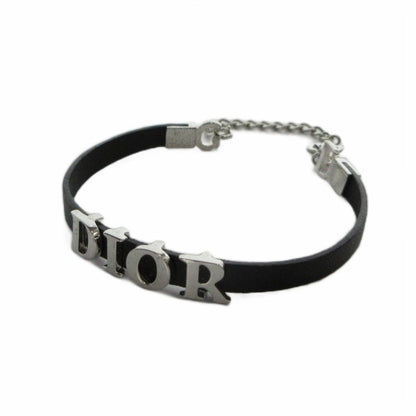 Dior Bracelet Bangle Leather Logo Black