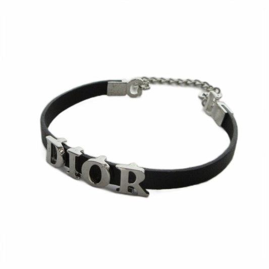 Dior Bracelet Bangle Leather Logo Black
