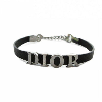 Dior Bracelet Bangle Leather Logo Black — view 2