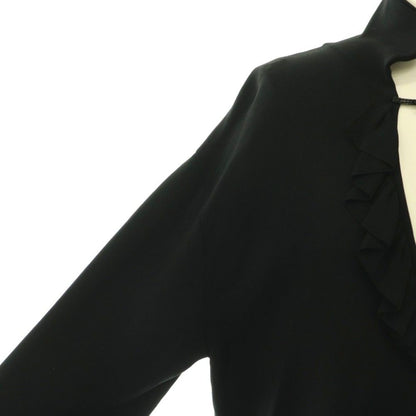 Gucci Gathered Ruffle V-neck Blouse Pullover Long Sleeve Black Sweater L — view 5