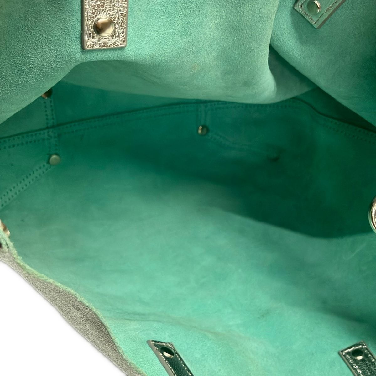 Tiffany & Co Tote Bag Silver Blue Reversible Leather — view 7