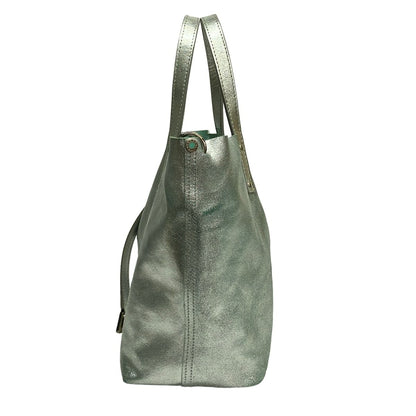 Tiffany & Co Tote Bag Silver Blue Reversible Leather — view 2