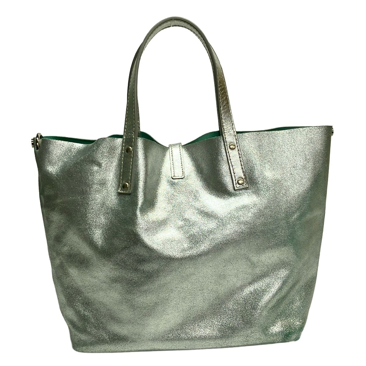 Tiffany & Co Tote Bag Silver Blue Reversible Leather — view 3