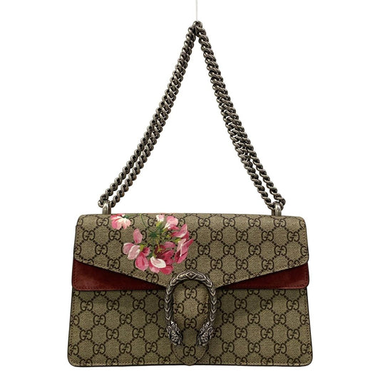 Gucci Shoulder Bag Dionysus GG Blooms Dark Brown Beige Bordeaux Chain