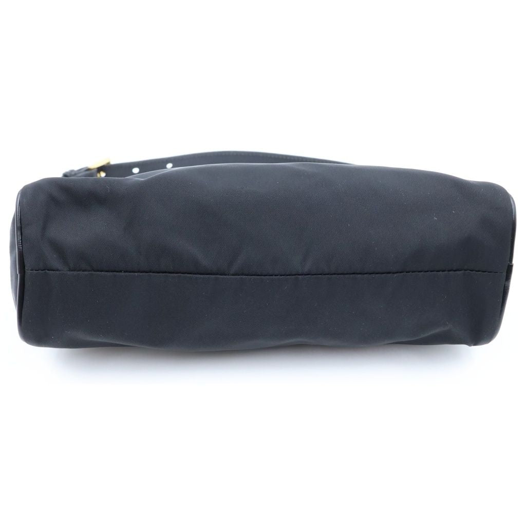 Prada Pouch Handbag Triangle Logo Black Nylon Gold — view 4