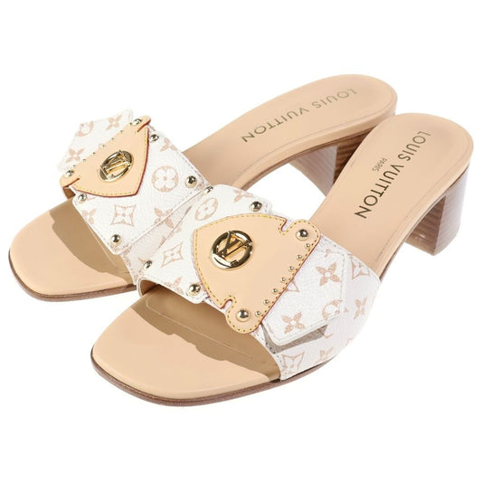 Louis Vuitton LV Frame Sandals Patent Monogram Canvas Dune Beige