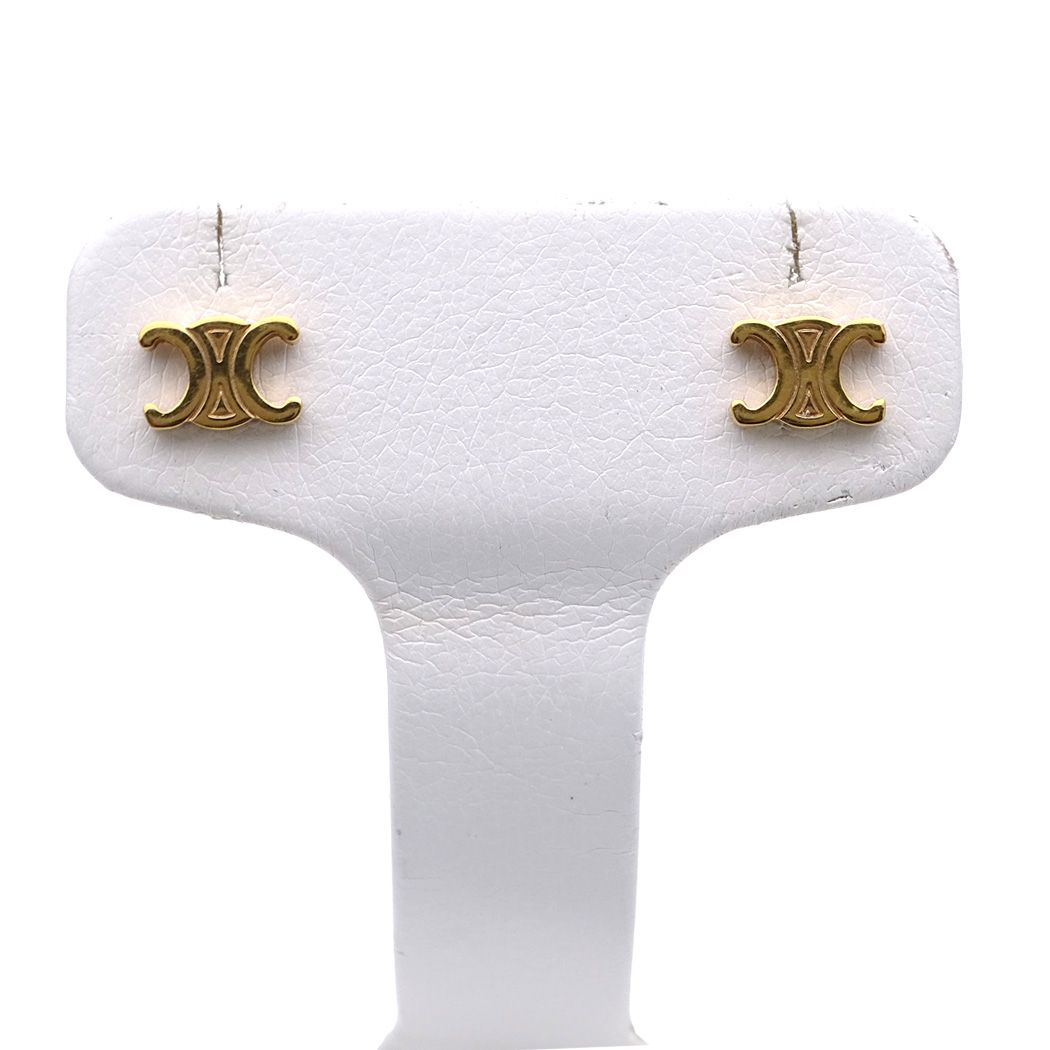 Celine Earrings Triomphe Gold Logo — view 2