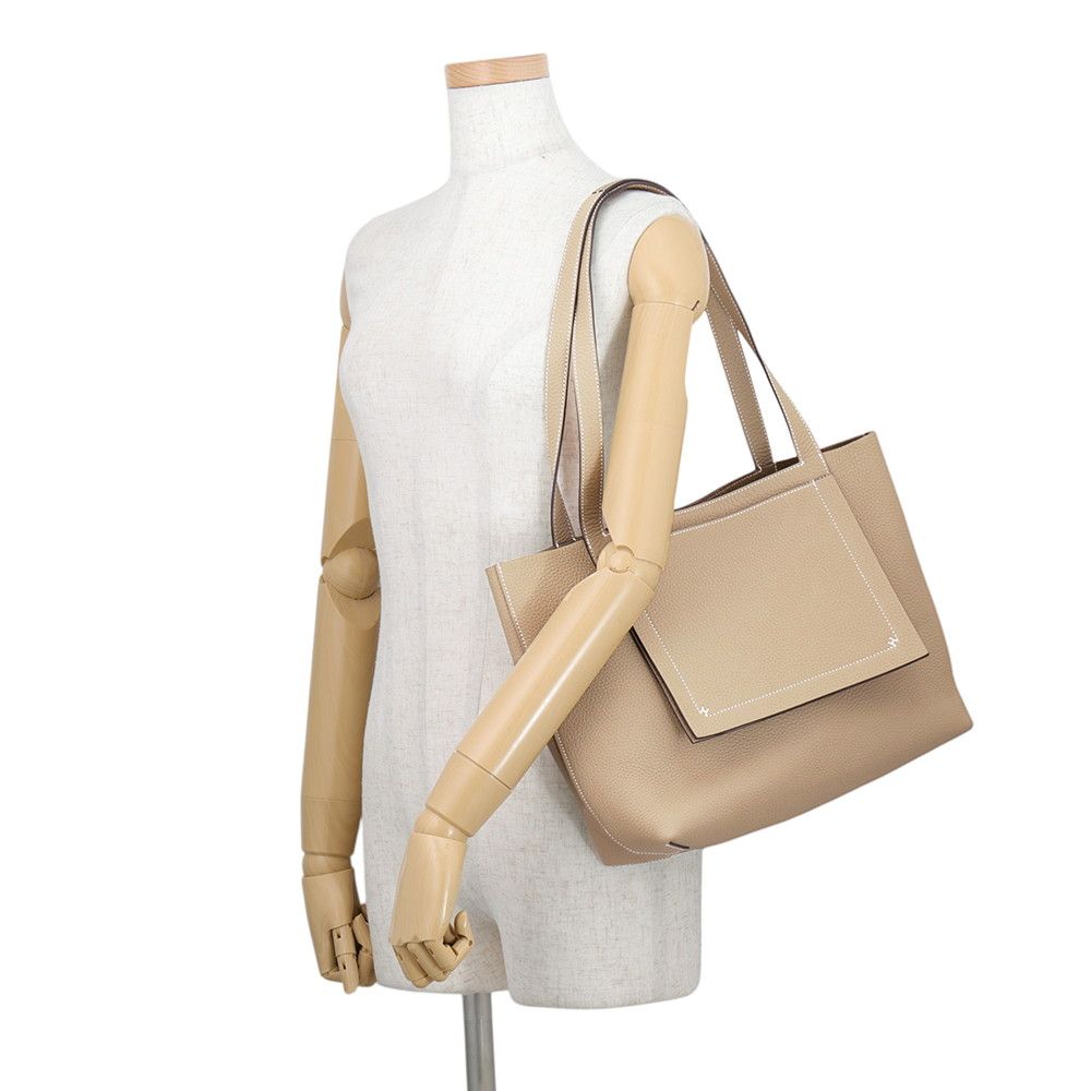 Hermes Tote Bag Cabas Sellier 31 Beige Marfa Taurillon Clemence — view 4