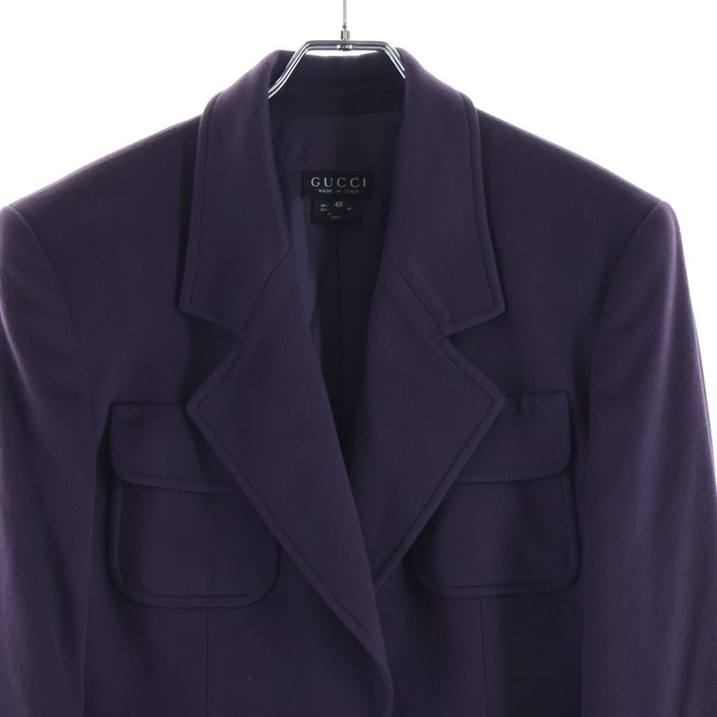 Gucci Cashmere GG Button Jacket Purple 40 — view 3