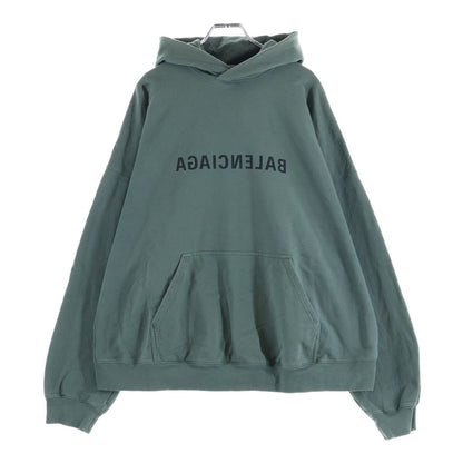Balenciaga Mirror Logo Print Pullover Hoodie Khaki