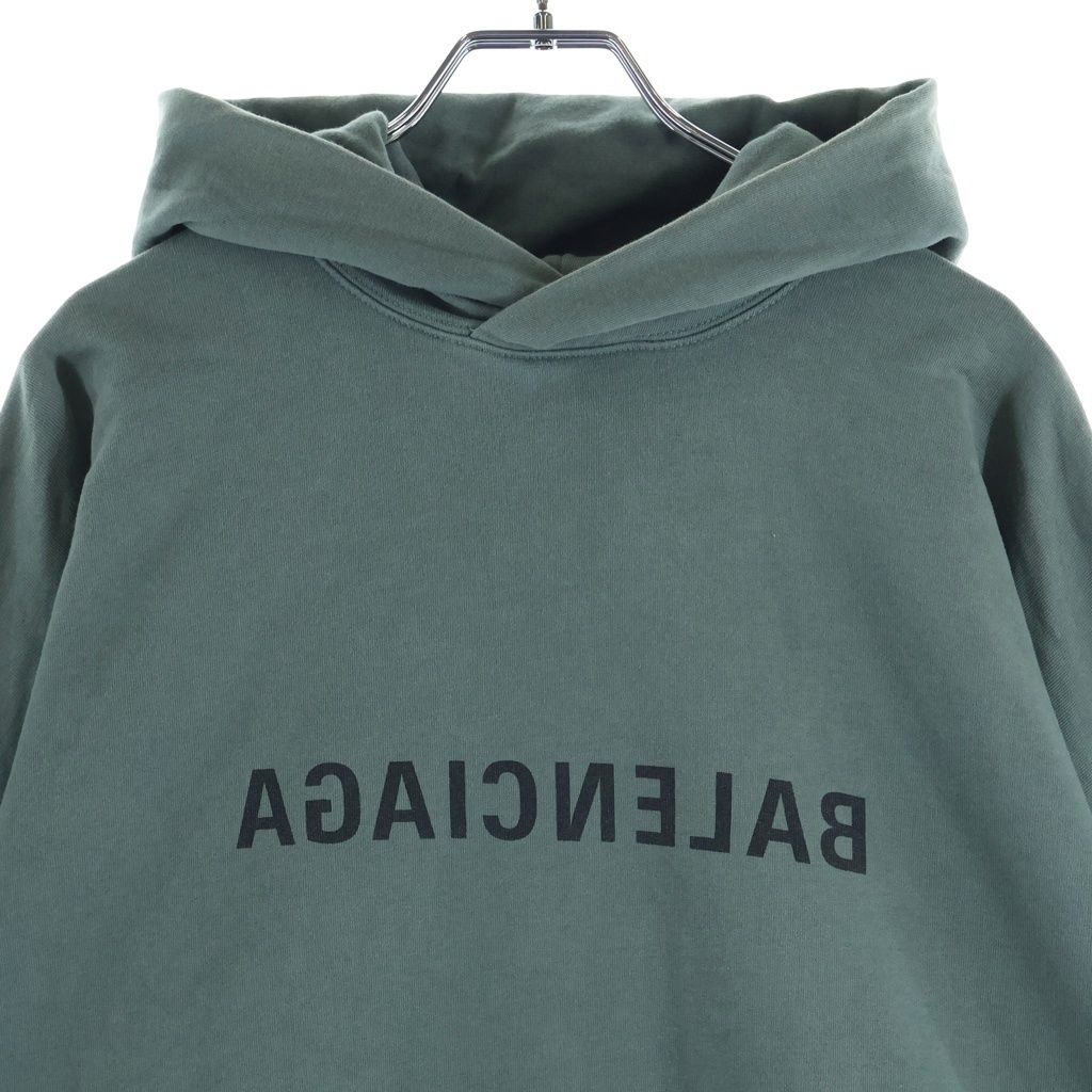 Balenciaga Mirror Logo Print Pullover Hoodie Khaki — view 3