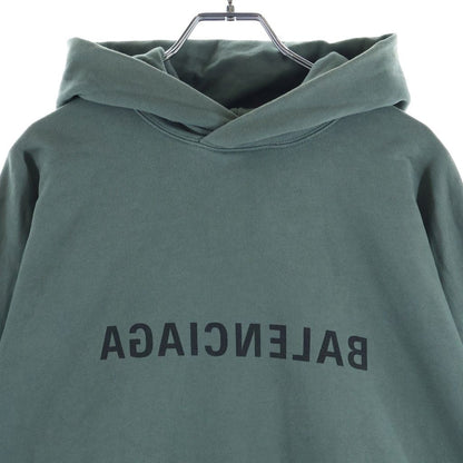 Balenciaga Mirror Logo Print Pullover Hoodie Khaki — view 3