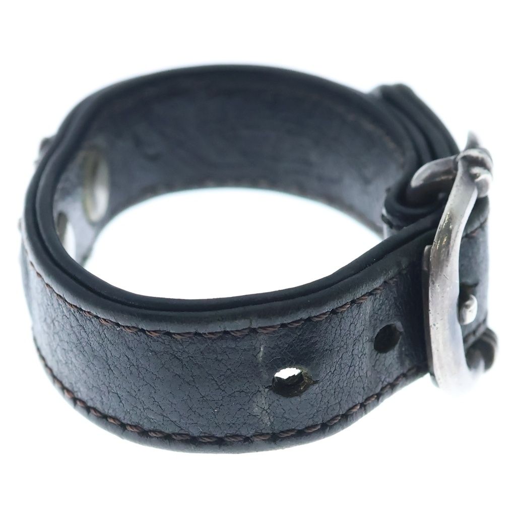 Chrome Hearts Gunslinger Tiny CH Cross Decoration Leather Bracelet Black Silver — view 4