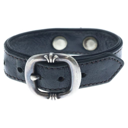 Chrome Hearts Gunslinger Tiny CH Cross Decoration Leather Bracelet Black Silver — view 2