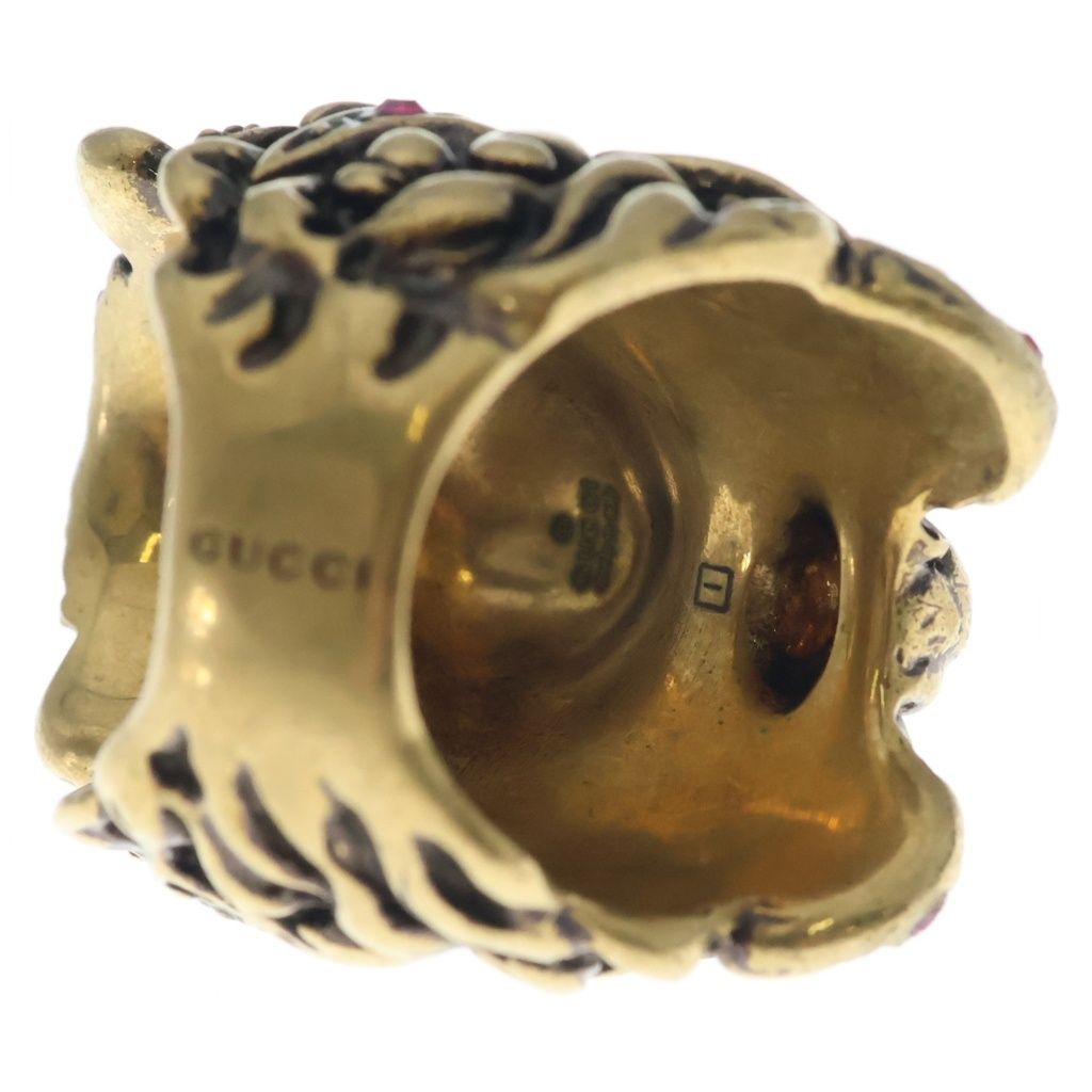 Gucci Lion Head Multi Stone Ring Gold — view 6