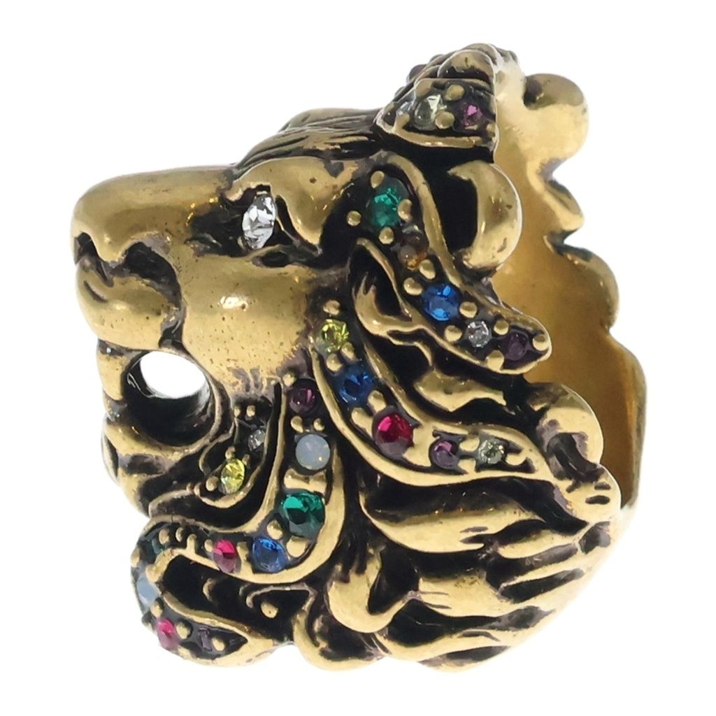 Gucci Lion Head Multi Stone Ring Gold — view 4