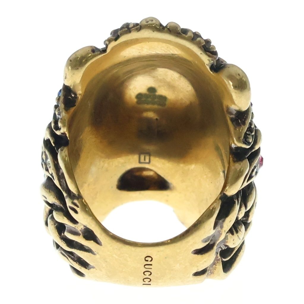 Gucci Lion Head Multi Stone Ring Gold — view 2
