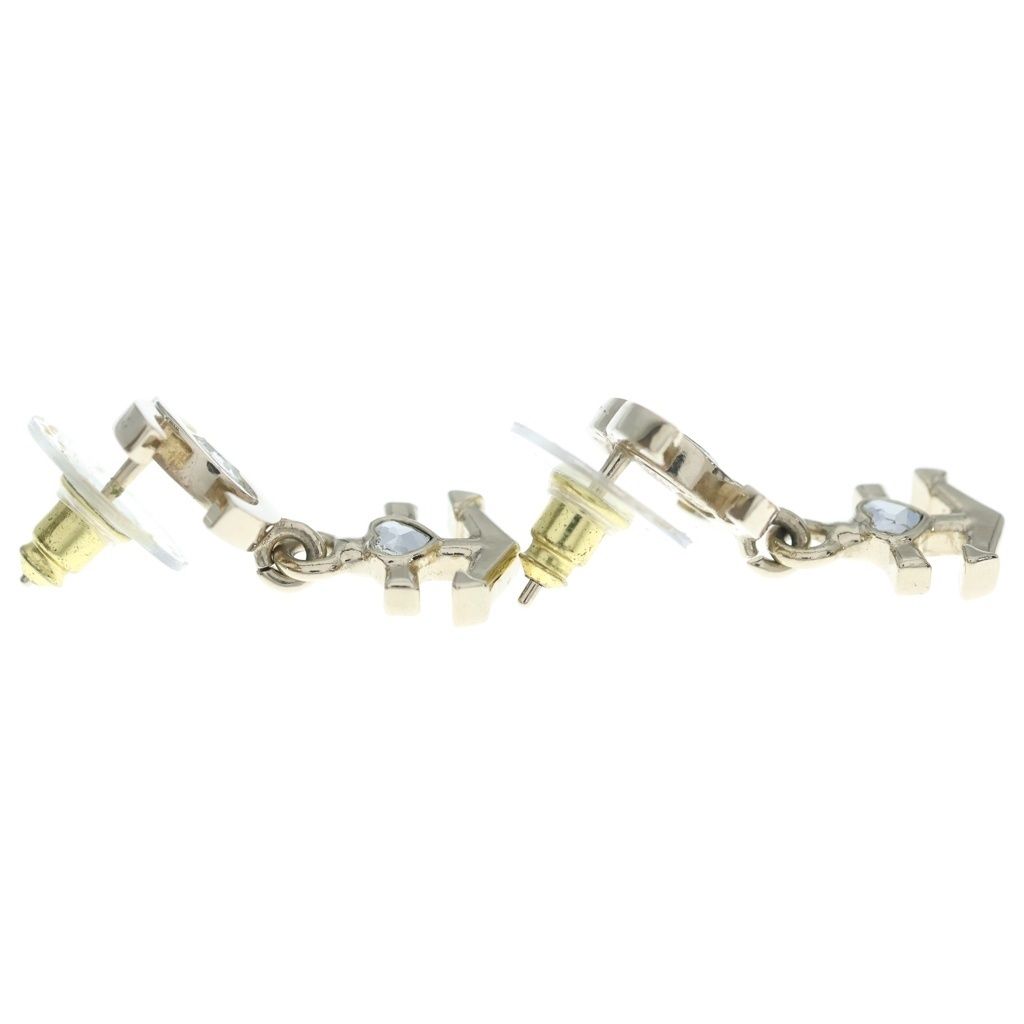 Chanel CC Logo Anchor Heart Earrings Silver — view 4