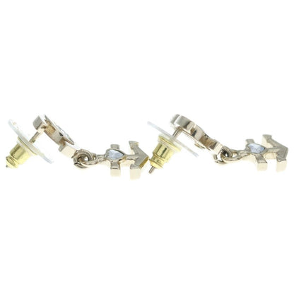 Chanel CC Logo Anchor Heart Earrings Silver — view 4