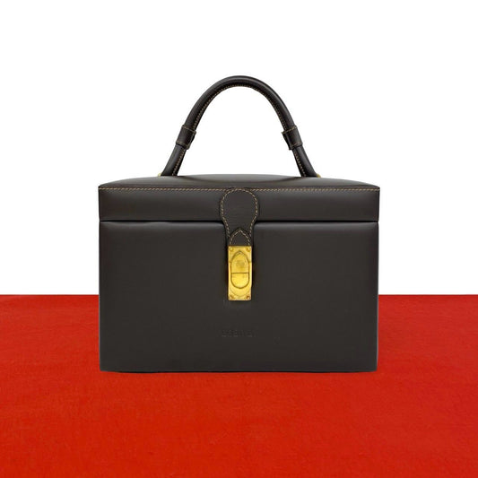 Loewe Vintage Anagram Logo Leather Handbag Vanity Bag Brown