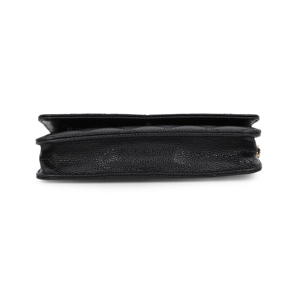 Chanel Chain Wallet Classic Quilted CC Logo Caviar Leather Black Shoulder Bag — view 3