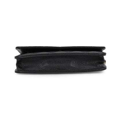 Chanel Chain Wallet Classic Quilted CC Logo Caviar Leather Black Shoulder Bag — view 3