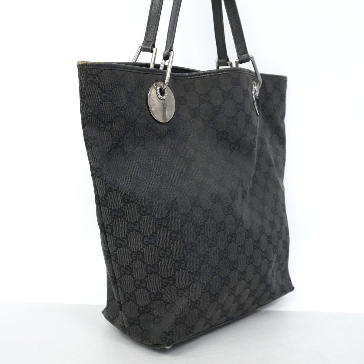 Gucci Tote Bag GG Canvas Black Silver — view 2