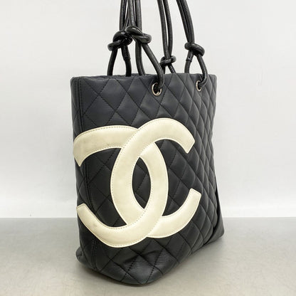 Chanel Tote Bag Cambon Lambskin Black Silver — view 2