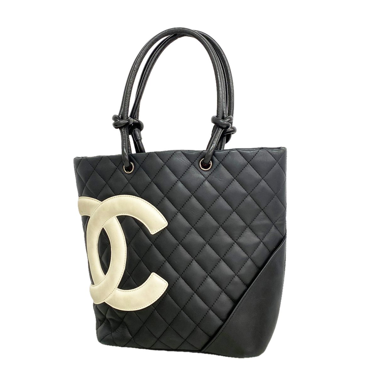Chanel Tote Bag Cambon Lambskin Black Silver