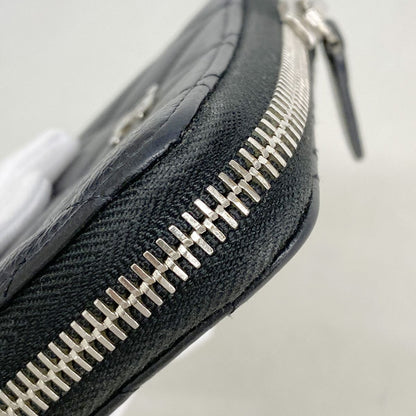 Chanel Coin Purse Quilted Caviar Leather Black Silver — view 6