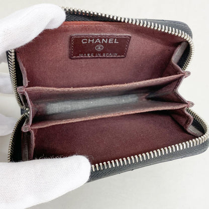Chanel Coin Purse Quilted Caviar Leather Black Silver — view 3