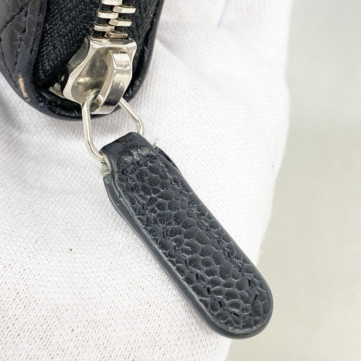 Chanel Coin Purse Quilted Caviar Leather Black Silver — view 7