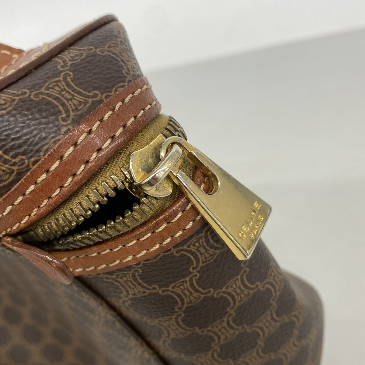 Celine Vanity Bag Macadam Brown Gold — view 8