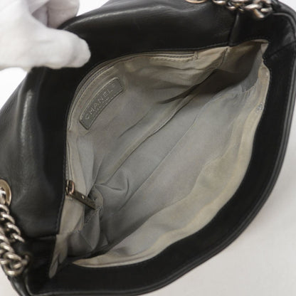 Chanel Shoulder Bag Wild Stitch Leather Black Silver — view 4