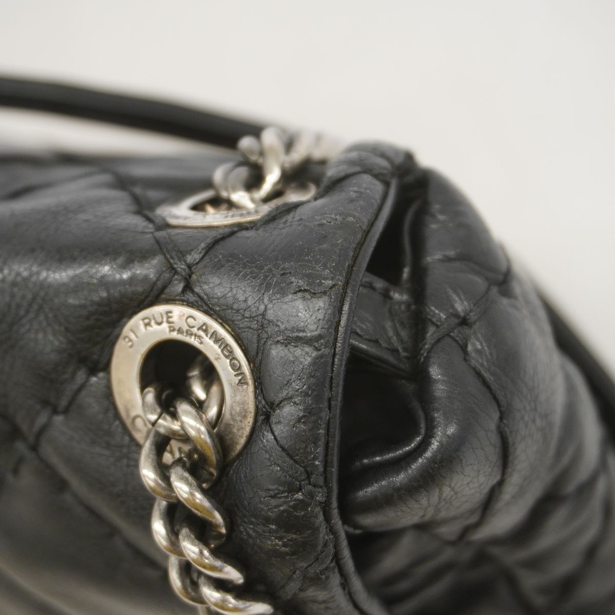 Chanel Shoulder Bag Wild Stitch Leather Black Silver — view 6